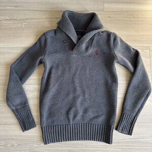 Ralph Lauren Sport‎ Women’s Gray Knit Shawl Collar Cowl Neck Sweater Size Small